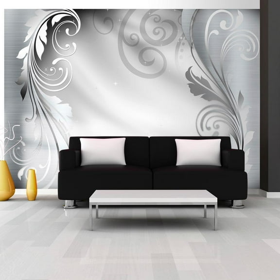 Tiptophomedecor Glam Wallpaper Wall Mural - Silver Ornament