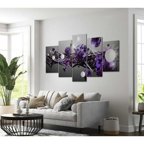 Tiptophomedecor Glamour Canvas Wall Art - Purple Solar System - Stretched & Framed Ready To Hang Art