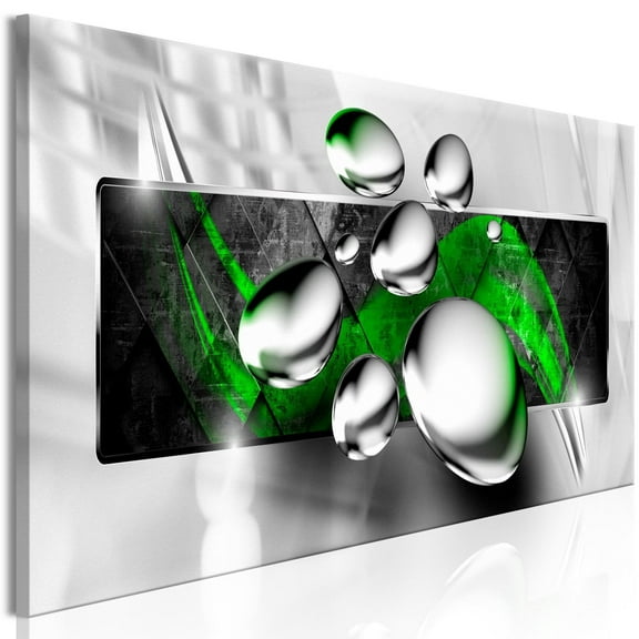 Tiptophomedecor Glamour Canvas Wall Art - Shiny Stones Narrow Green - Stretched & Framed Ready To Hang Art