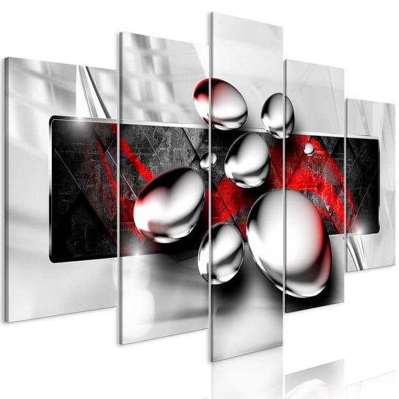 Tiptophomedecor Glamour Canvas Wall Art - Shiny Stones Red 5 Piece - Stretched & Framed Ready To Hang Art