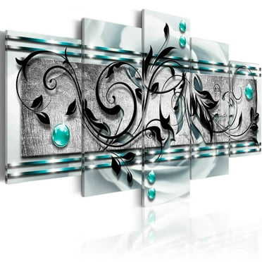 Tiptophomedecor Glamour Canvas Wall Art - Turquoise Ambivalence - Stretched & Framed Ready To Hang Art