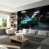 Tiptophomedecor Hobby Wallpaper Wall Mural - Fast Green Car