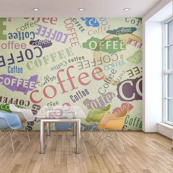 Tiptophomedecor Kitchen Wallpaper Wall Mural - Coffee Words