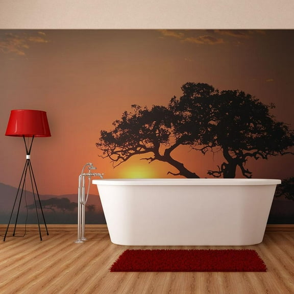 Tiptophomedecor Landscape Wallpaper Wall Mural - Africa: Sunset