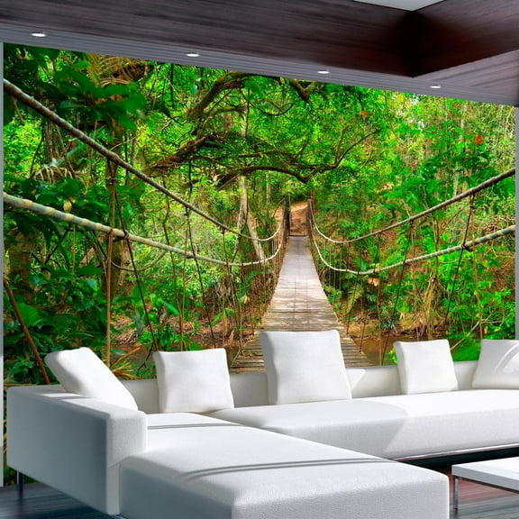 Tiptophomedecor Landscape Wallpaper Wall Mural - Bridge Amid Greenery