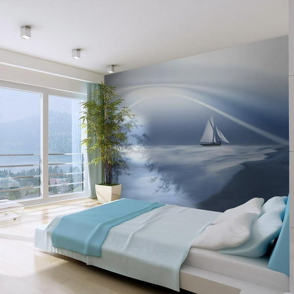 Tiptophomedecor Landscape Wallpaper Wall Mural - Lonely Sail Drifting