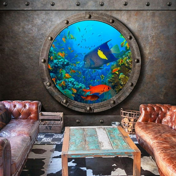 Tiptophomedecor Landscape Wallpaper Wall Mural - Submarine Window