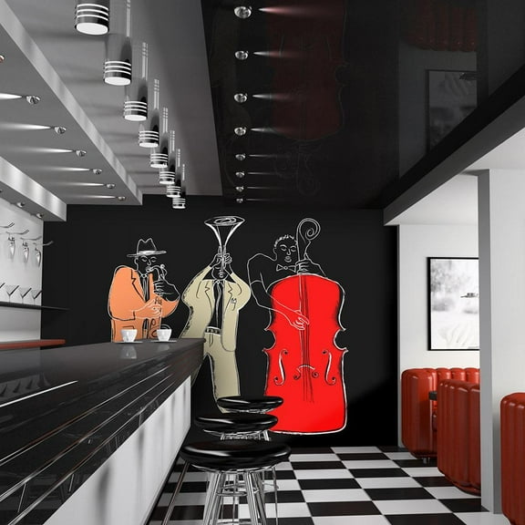 Tiptophomedecor Music Wallpaper Wall Mural - Abstract Jazz Trio Painting