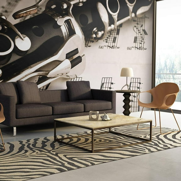 Tiptophomedecor Music Wallpaper Wall Mural - Clarinet & Music Notes