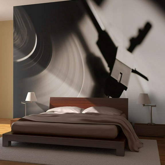 Tiptophomedecor Music Wallpaper Wall Mural - Gramophone & Vinyl Record