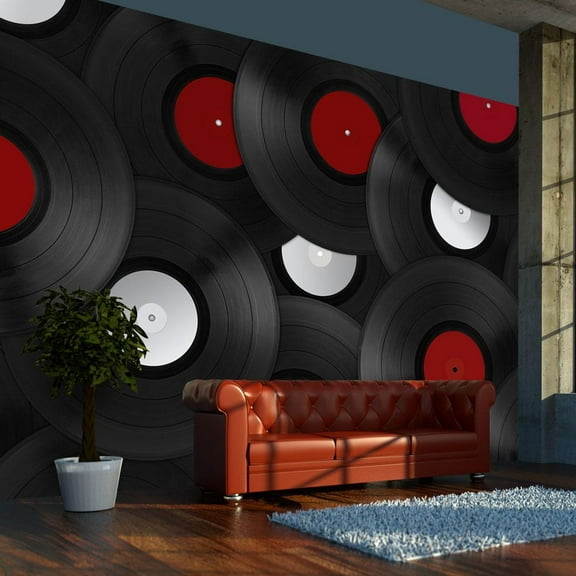 Tiptophomedecor Music Wallpaper Wall Mural - Retro Vinyls