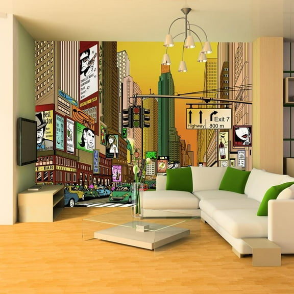 Tiptophomedecor New York Wallpaper Wall Mural - NYC Cartoon