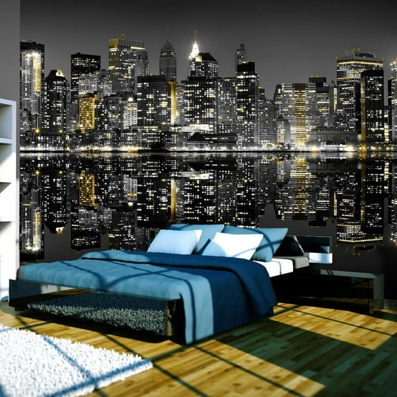 Tiptophomedecor New York Wallpaper Wall Mural - NYC In Gold & Silver