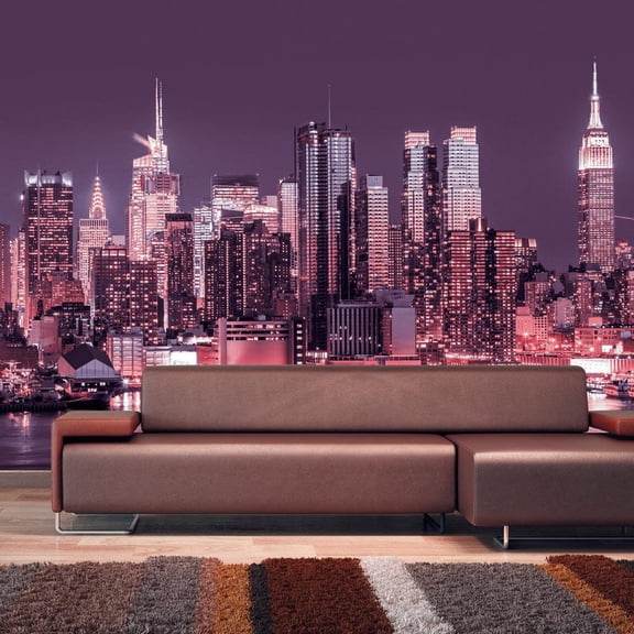 Tiptophomedecor New York Wallpaper Wall Mural - NYC Purple Nights