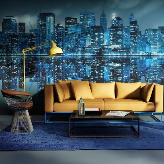 Tiptophomedecor New York Wallpaper Wall Mural - NYC Reflections In Blue