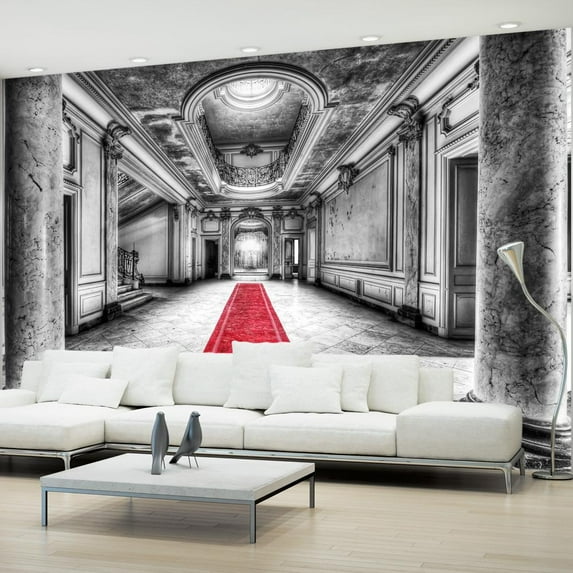 Tiptophomedecor Peel and Stick 3D Illusion Wallpaper Wall Mural - Mystery Marble Black And White - Removable Wall Decals