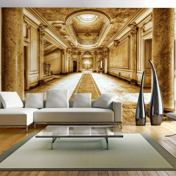 Tiptophomedecor Peel and Stick 3D Illusion Wallpaper Wall Mural - Mystery Marble Sepia - Removable Wall Decals