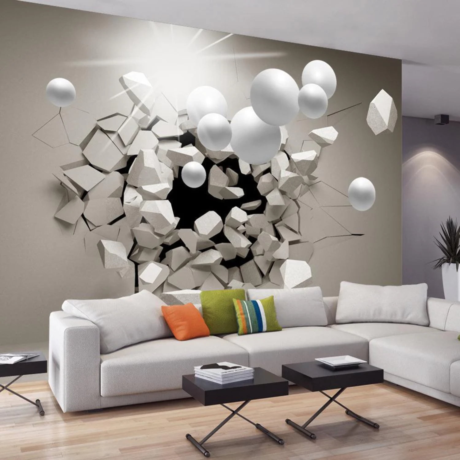 Tiptophomedecor Peel and Stick 3D Illusion Wallpaper Wall Mural ...