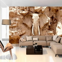 Tiptophomedecor Peel and Stick Animal Wallpaper Wall Mural - Stone Elephant South Africa - Removable Wall Decals