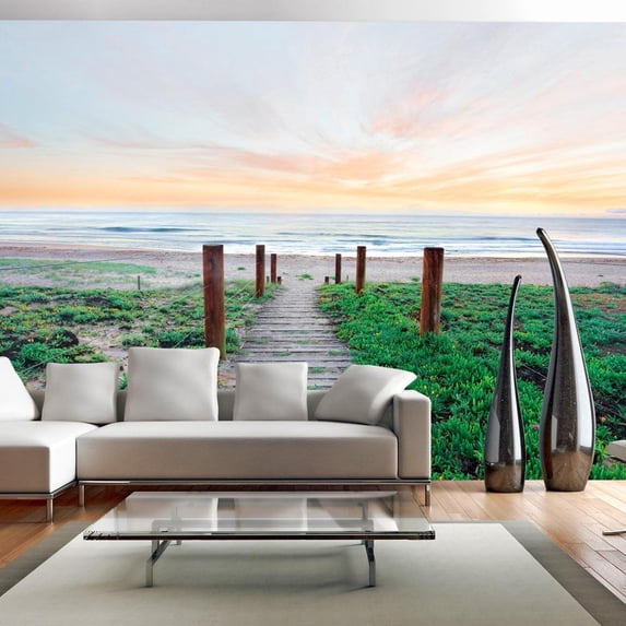 Tiptophomedecor Peel and Stick Beach Wallpaper Wall Mural - Among The Grass - Removable Wall Decals