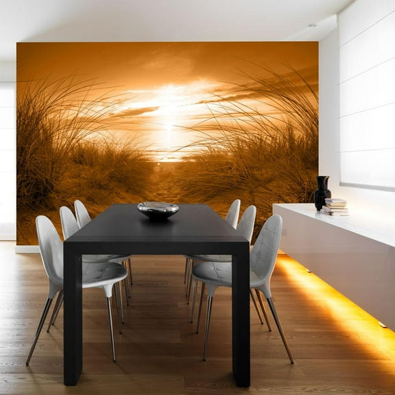 Tiptophomedecor Peel and Stick Beach Wallpaper Wall Mural - Beach Sepia - Removable Wall Decals