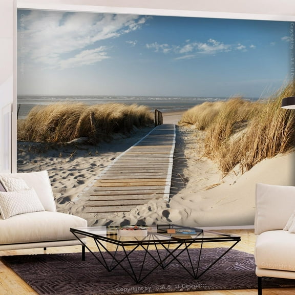 Tiptophomedecor Peel and Stick Beach Wallpaper Wall Mural - Lonely Beach - Removable Wall Decals
