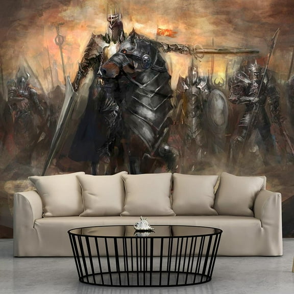 Tiptophomedecor Peel and Stick Fiction Wallpaper Wall Mural - Black Rider - Removable Wall Decals