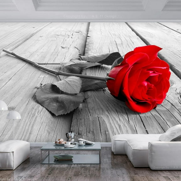 Tiptophomedecor Peel and Stick Floral Wallpaper Wall Mural - Abandoned Rose - Removable Wall Decals