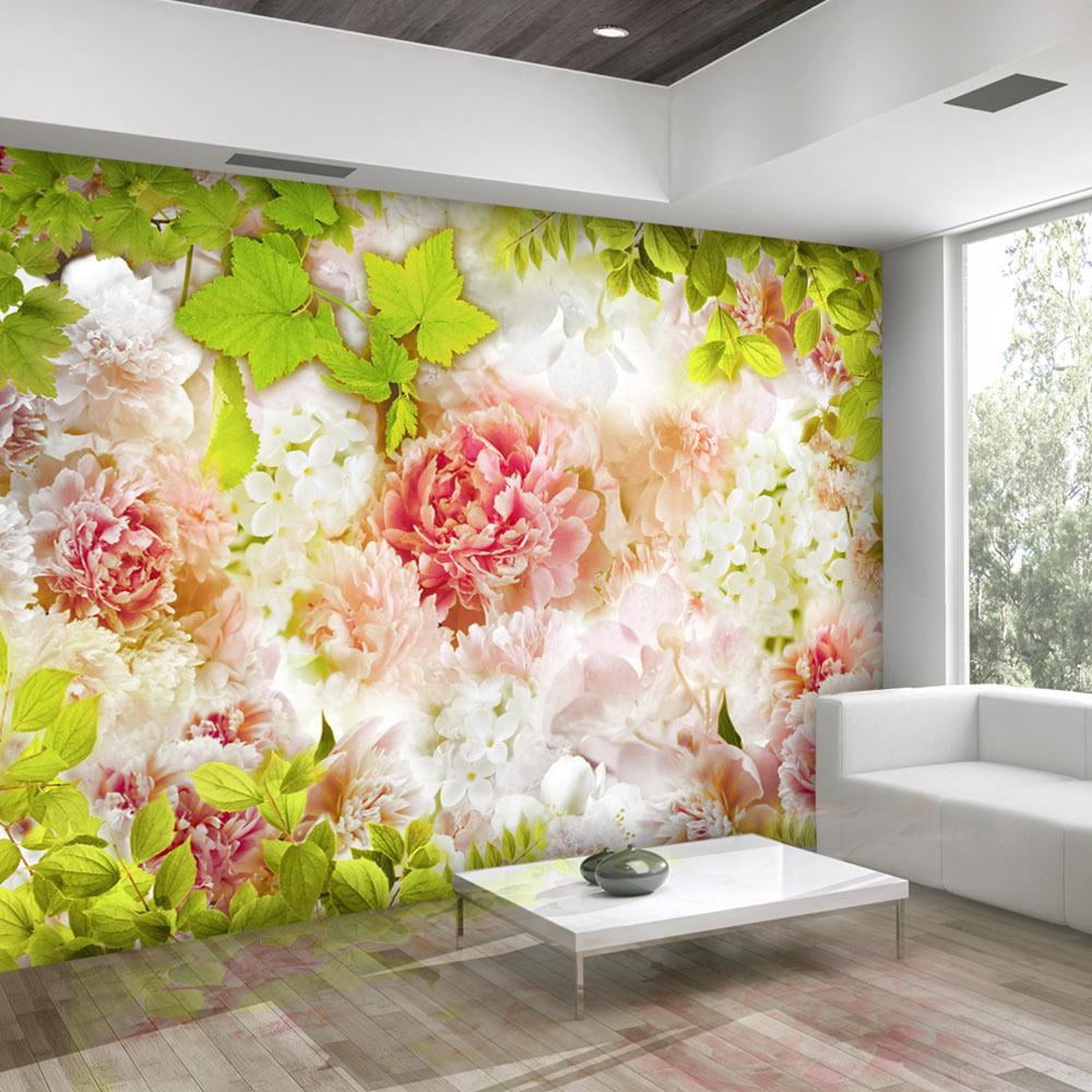 Tiptophomedecor Peel and Stick Floral Wallpaper Wall Mural - Bright ...