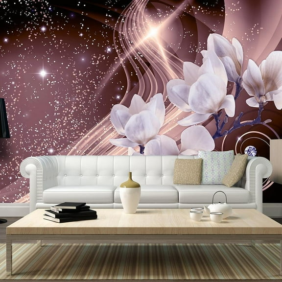 Tiptophomedecor Peel and Stick Floral Wallpaper Wall Mural - Dust Of Light - Removable Wall Decals