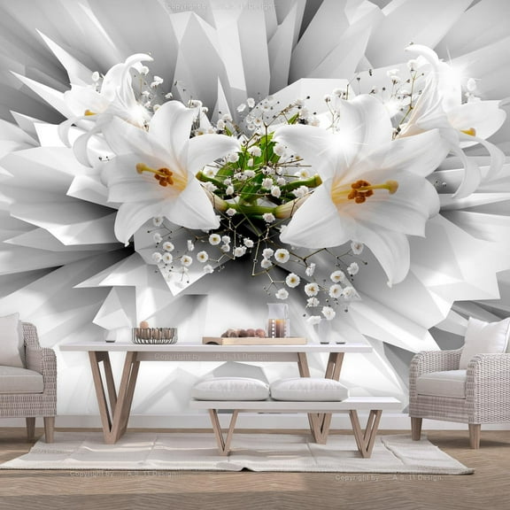 Tiptophomedecor Peel and Stick Floral Wallpaper Wall Mural - Floral Explosion - Removable Wall Decals
