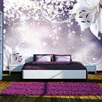 Tiptophomedecor Peel and Stick Floral Wallpaper Wall Mural - Lilies And Glitters- Removable Wall Decals