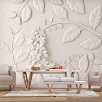 Tiptophomedecor Peel and Stick Floral Wallpaper Wall Mural - Paper Flowers Cream - Removable Wall Decals