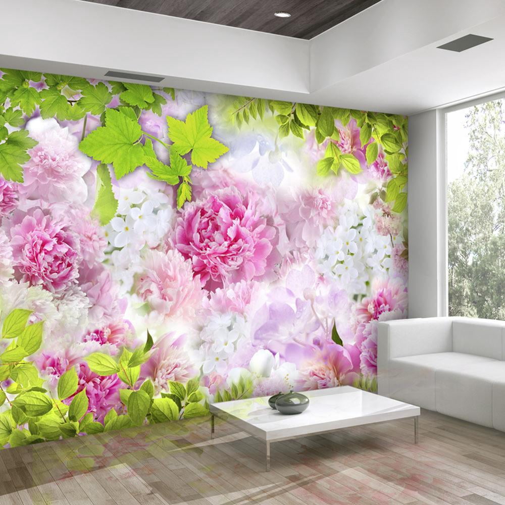 Tiptophomedecor Peel and Stick Floral Wallpaper Wall Mural - Pink ...