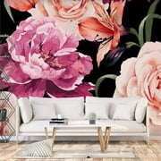 Tiptophomedecor Peel and Stick Floral Wallpaper Wall Mural - Roses Of Love - Removable Wall Decals