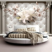 Tiptophomedecor Peel and Stick Floral Wallpaper Wall Mural - Royal Elegance - Removable Wall Decals