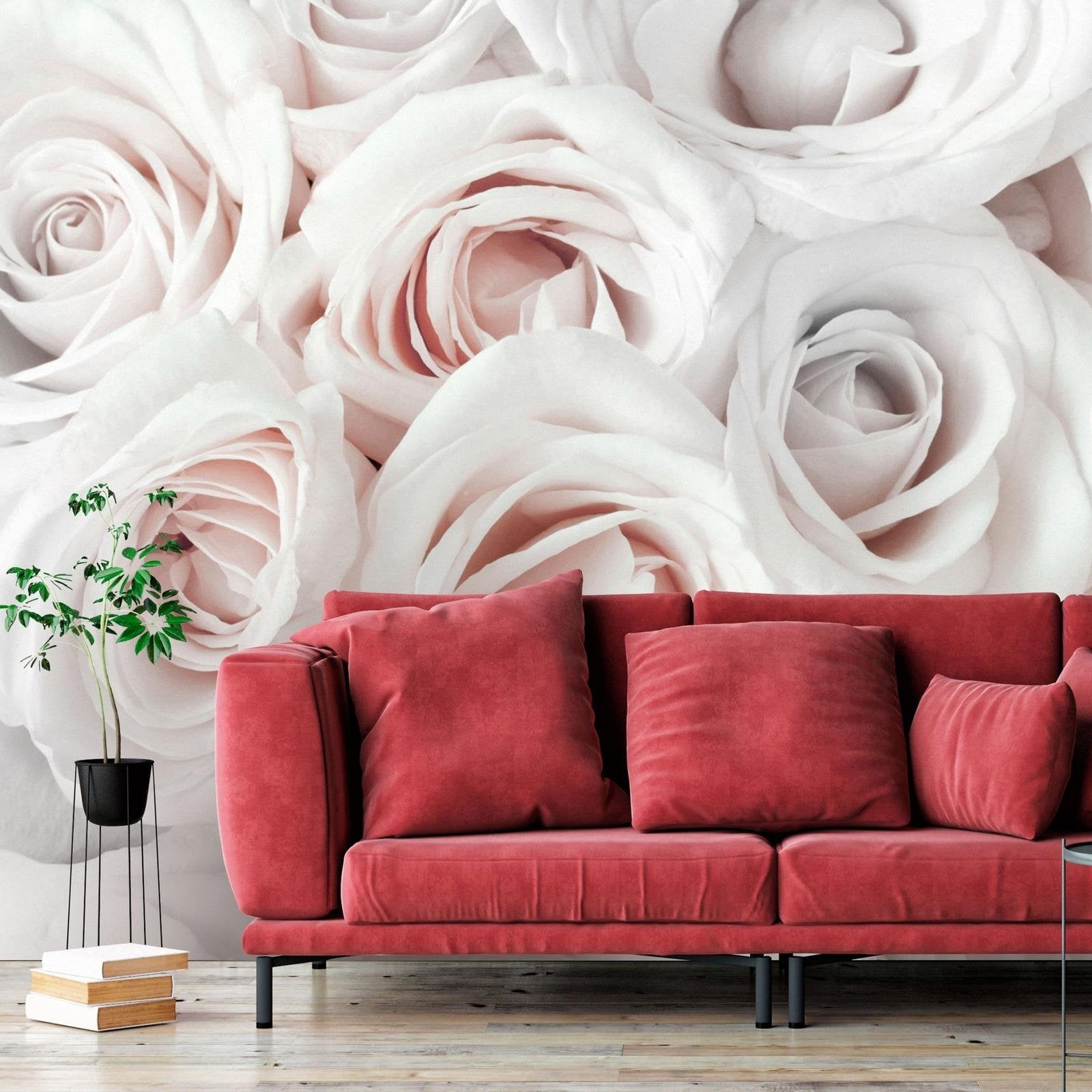 Tiptophomedecor Peel and Stick Floral Wallpaper Wall Mural Satin Rose