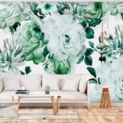 Tiptophomedecor Peel and Stick Floral Wallpaper Wall Mural - Sentimental Garden Green - Removable Wall Decals