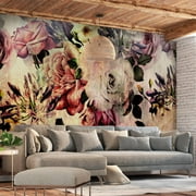 Tiptophomedecor Peel and Stick Floral Wallpaper Wall Mural - Vintage Flowers - Removable Wall Decals