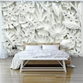 thumbnail image 1 of Tiptophomedecor Peel and Stick Floral Wallpaper Wall Mural - White 3D Botanical Garden - Removable Wall Decals, 1 of 3