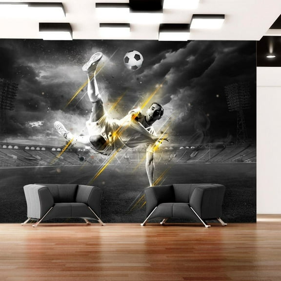 Tiptophomedecor Peel and Stick Football Wallpaper Wall Mural - Soccer Legend - Removable Wall Decals