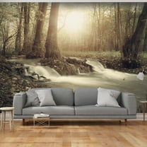 Tiptophomedecor Peel and Stick Forest Wallpaper Wall Mural - Forest Cascade - Removable Wall Decals