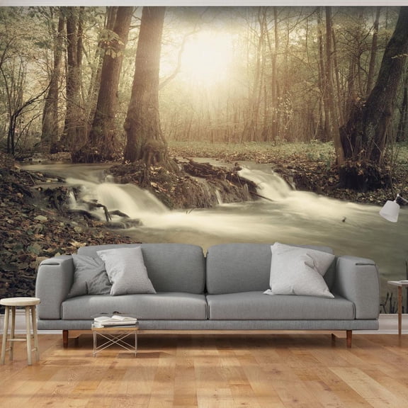 Tiptophomedecor Peel and Stick Forest Wallpaper Wall Mural - Forest Cascade - Removable Wall Decals