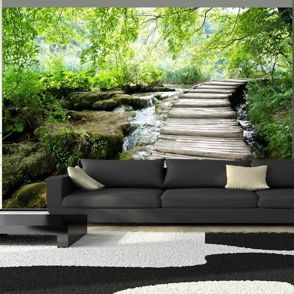 Tiptophomedecor Peel and Stick Forest Wallpaper Wall Mural - Forest Path - Removable Wall Decals