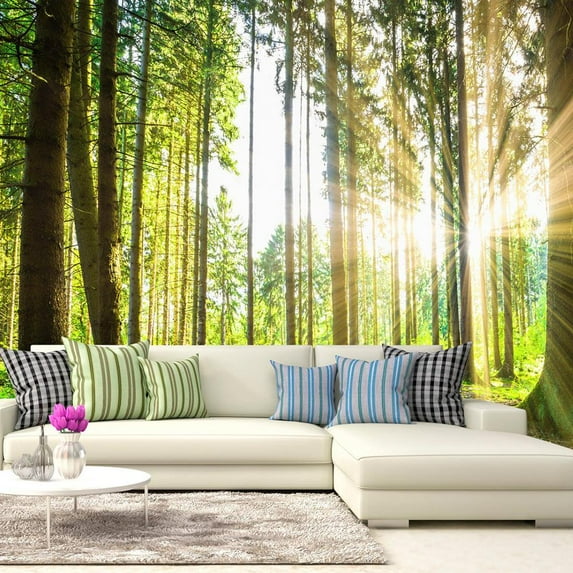 Tiptophomedecor Peel and Stick Forest Wallpaper Wall Mural - Forest Tales - Removable Wall Decals