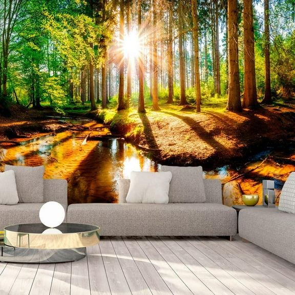Tiptophomedecor Peel and Stick Forest Wallpaper Wall Mural - Marvelous Forest - Removable Wall Decals