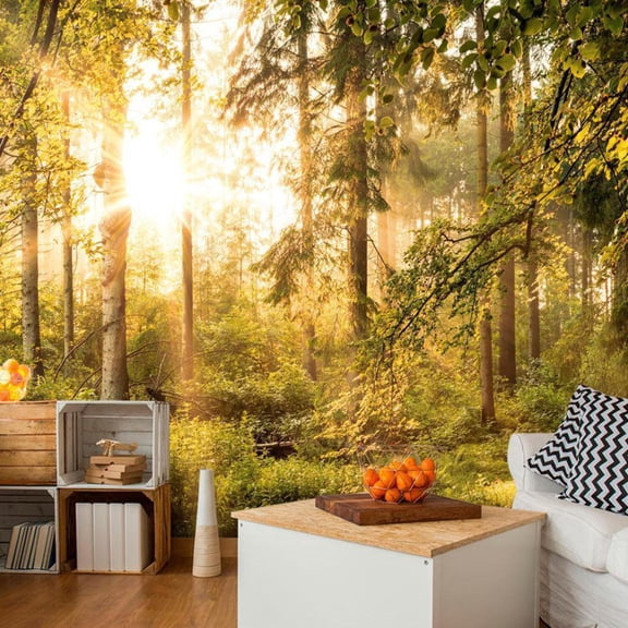 Tiptophomedecor Peel and Stick Forest Wallpaper Wall Mural - Mystic Of The Morning - Removable Wall Decals