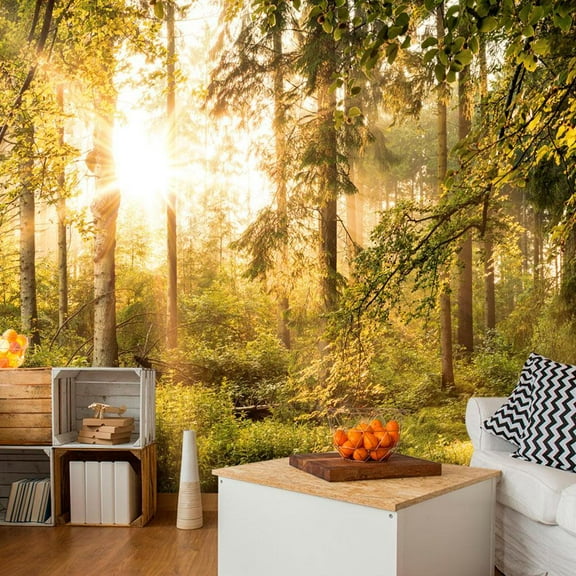 Tiptophomedecor Peel and Stick Forest Wallpaper Wall Mural - Mystic Of The Morning - Removable Wall Decals