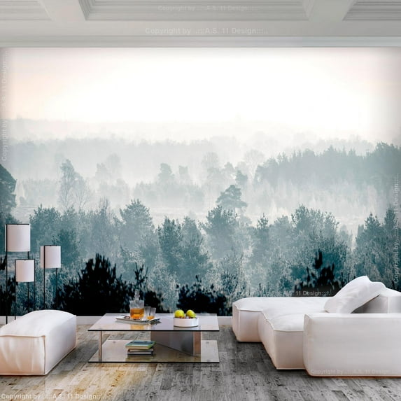 Tiptophomedecor Peel and Stick Forest Wallpaper Wall Mural - Winter Forest - Removable Wall Decals