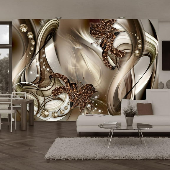 Tiptophomedecor Peel and Stick Glam Wallpaper Wall Mural - Eccentric Composition - Removable Wall Decals